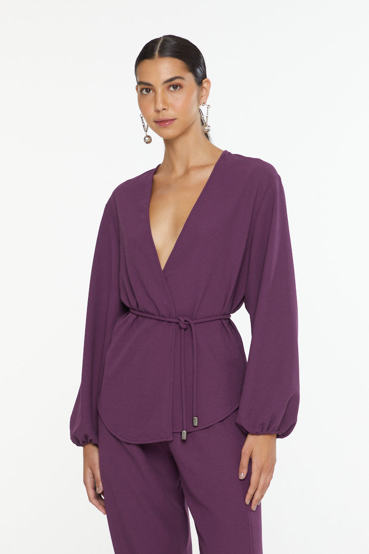 Purple Plum Tailored Set- Kimono & Pants