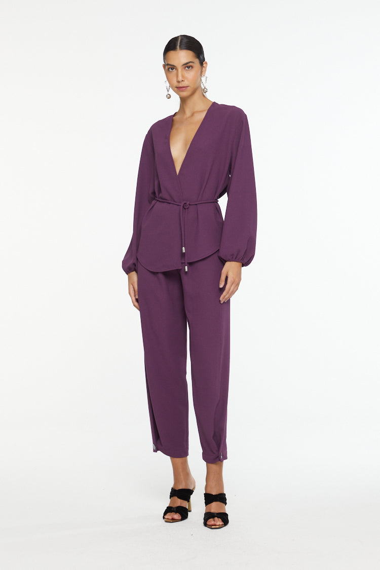 Purple Plum Tailored Set- Kimono & Pants