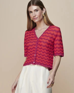 Two-tone Short Sleeve Cardigan