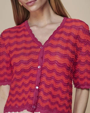 Two-tone Short Sleeve Cardigan