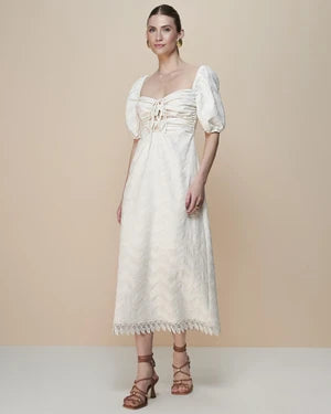 Short Sleeve Midi Dress With Tie Detail