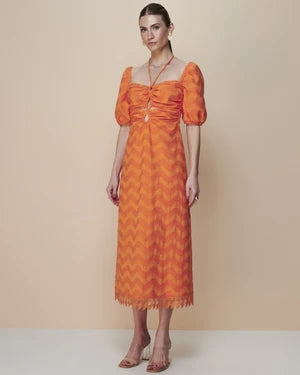 Short Sleeve Midi Dress With Tie Detail
