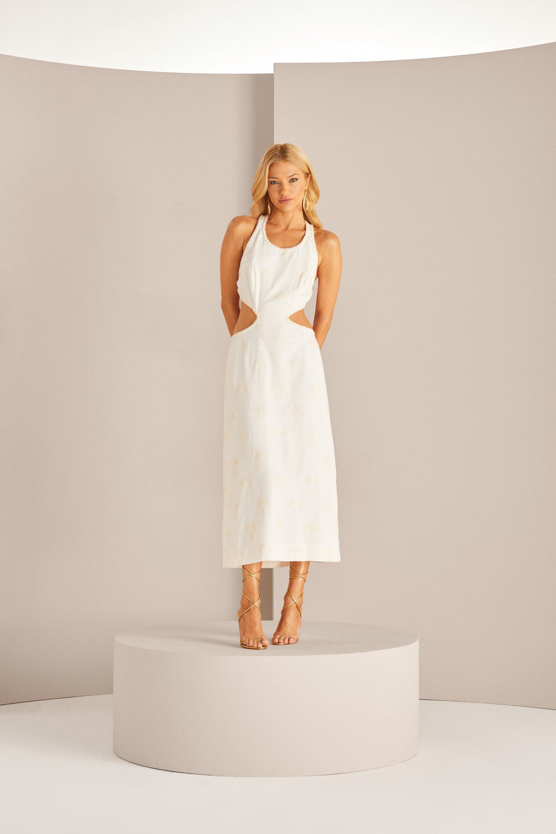 Natural Embroidered Crochet Dress - Spring in Summer