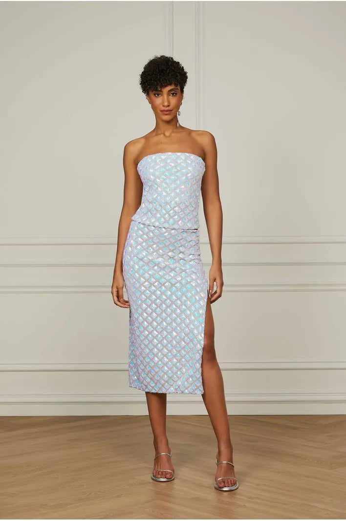 Embroidered Midi Skirt With Slit