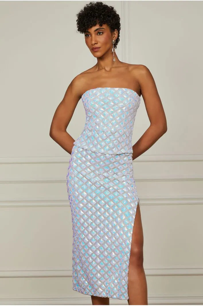 Embroidered Midi Skirt With Slit