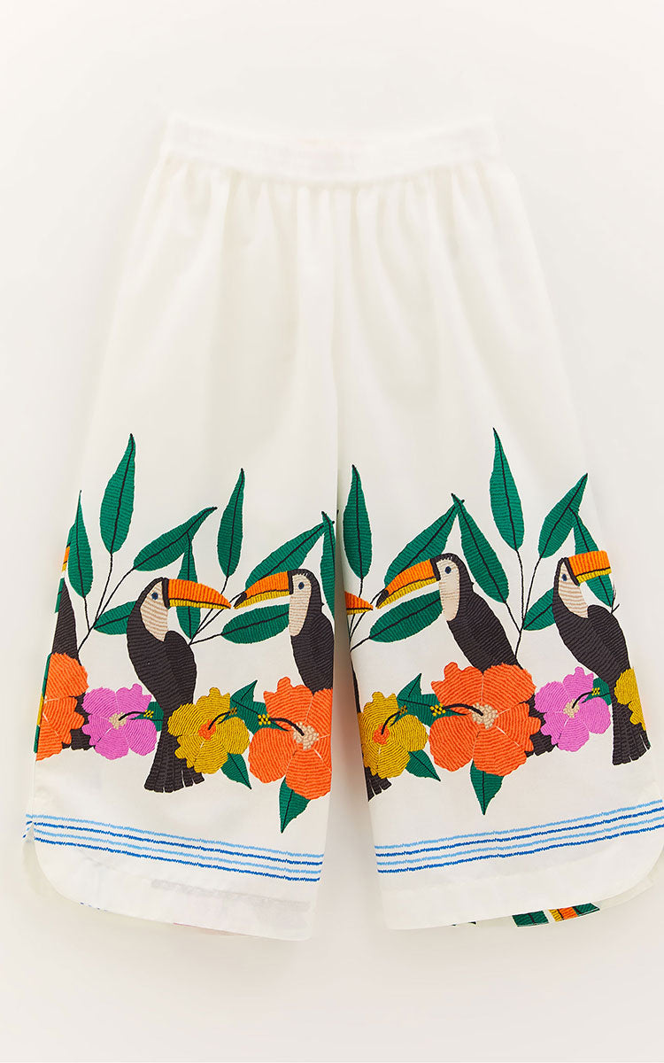Parrot White Girls Pants