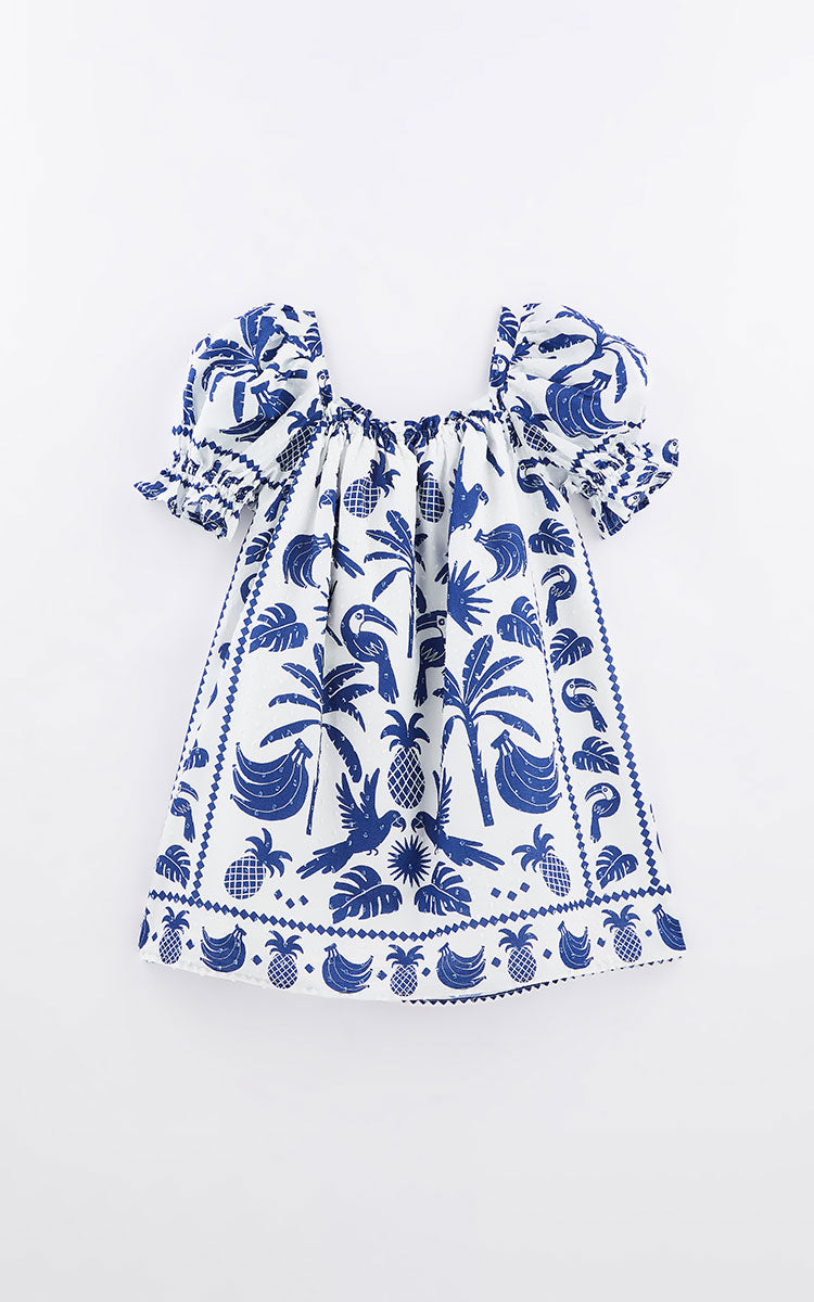 Tropical Brocade Girls Dress