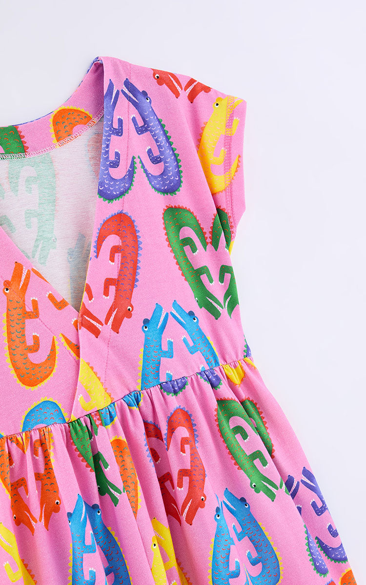 Croc Pink Dress for Girls - Fabula Farm