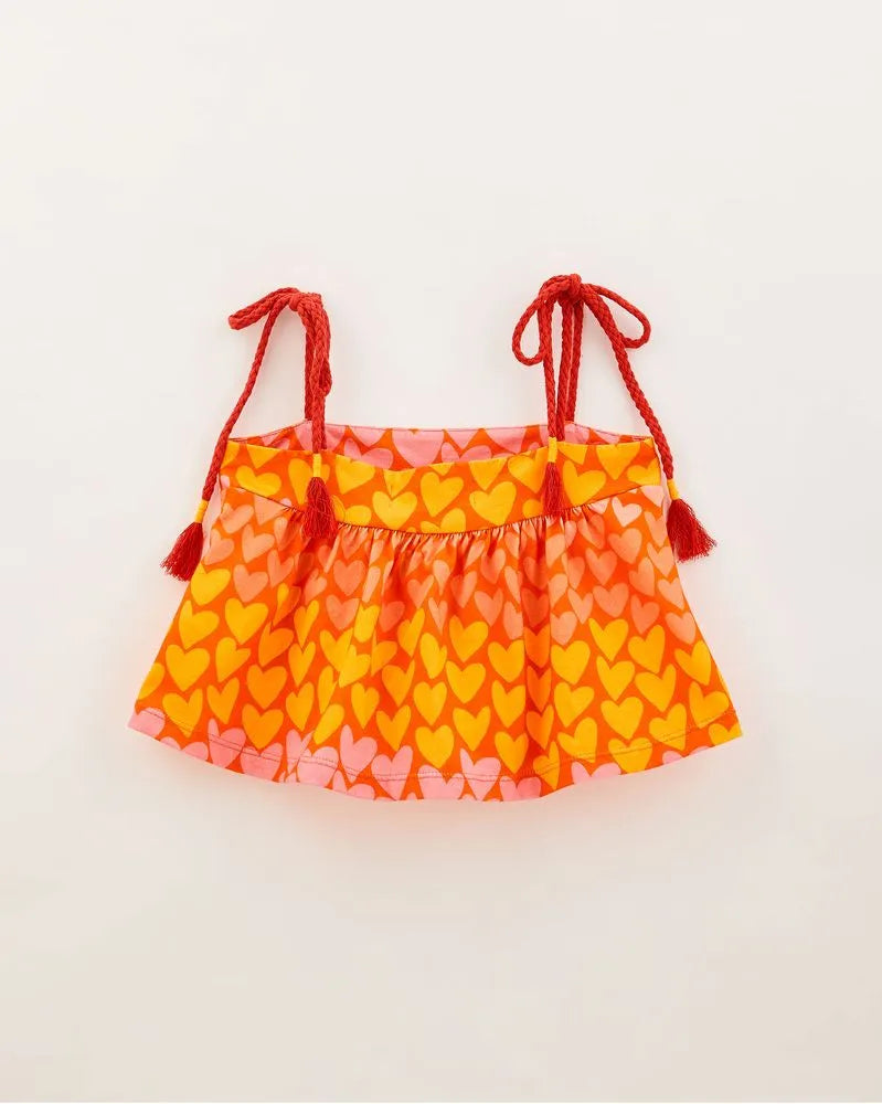 Red Coracaozito Mesh Blouse for Girls
