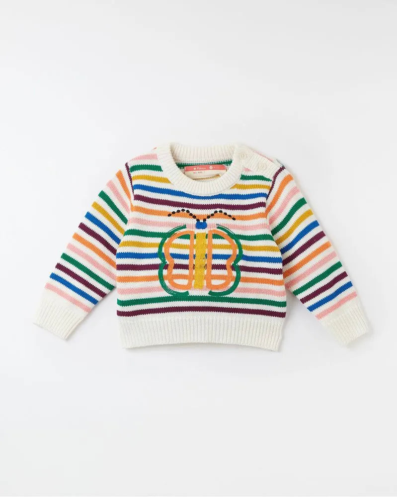 Baby Knitted Top with Butterfly Embroidery