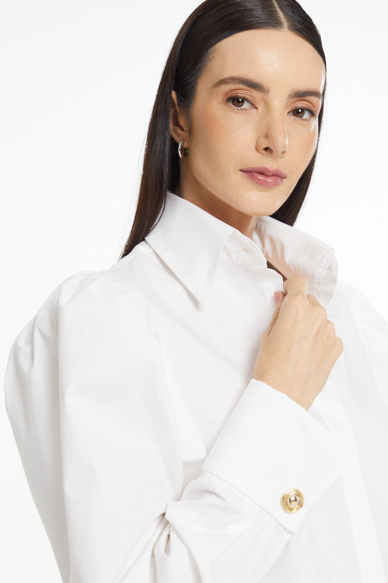 White Shirt with Puffy Sleeves - Animale