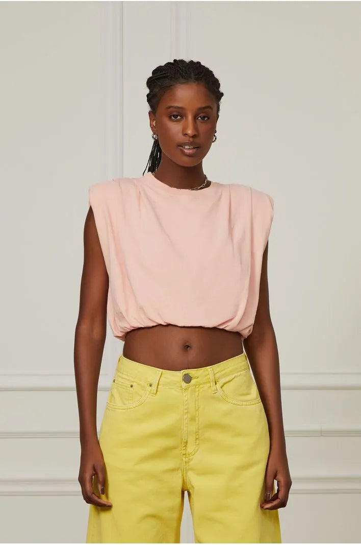 Box Cropped Tank Top With Shoulder Pads