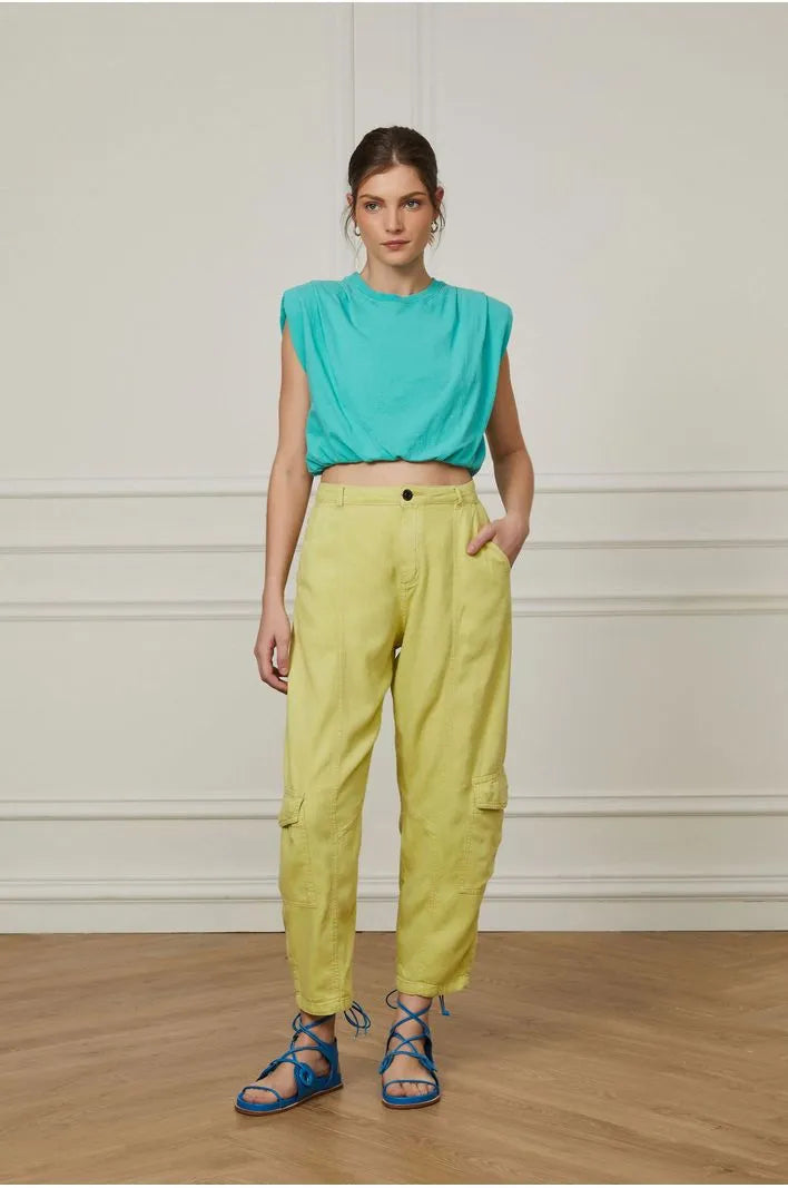Box Cropped Tank Top With Shoulder Pads