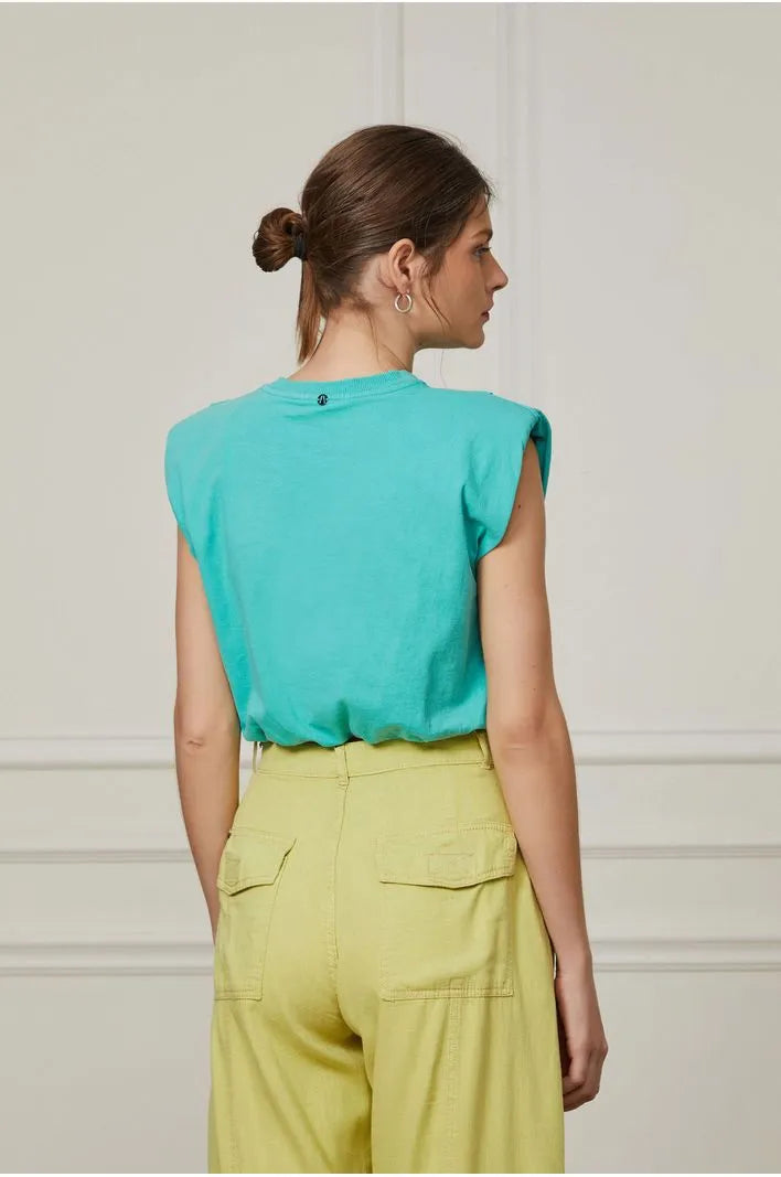 Box Cropped Tank Top With Shoulder Pads