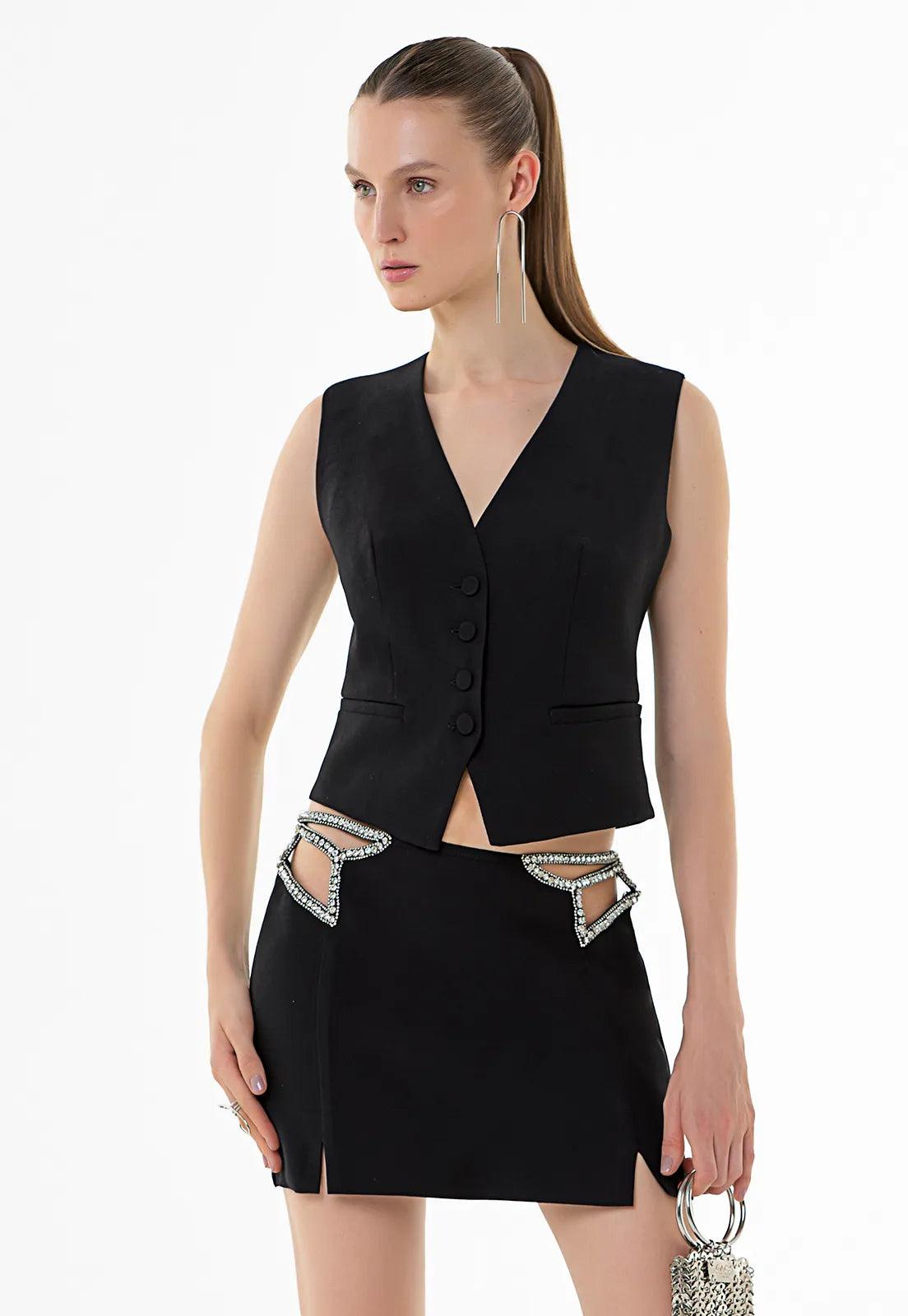 black mini skirt with cutouts embelished ada lovers and friends giuseppe area marni retrofete mini skirt with cutouts david koma