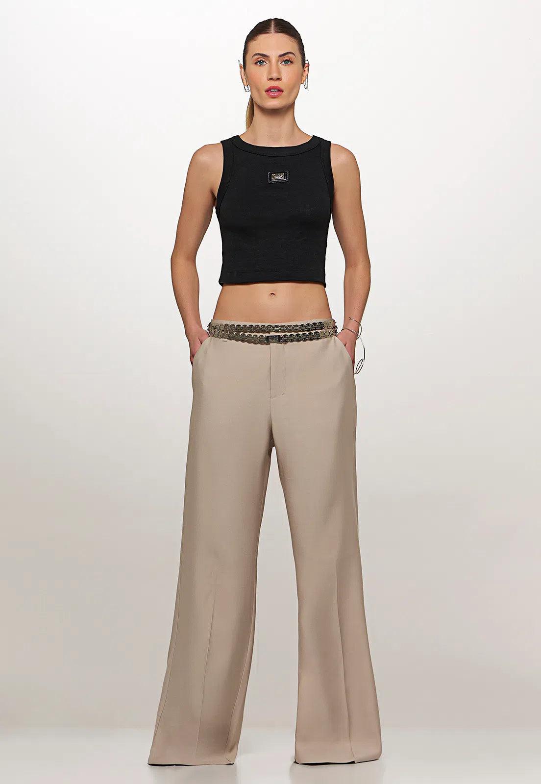 Black Ribbed Knit Crop Top Prada anagram