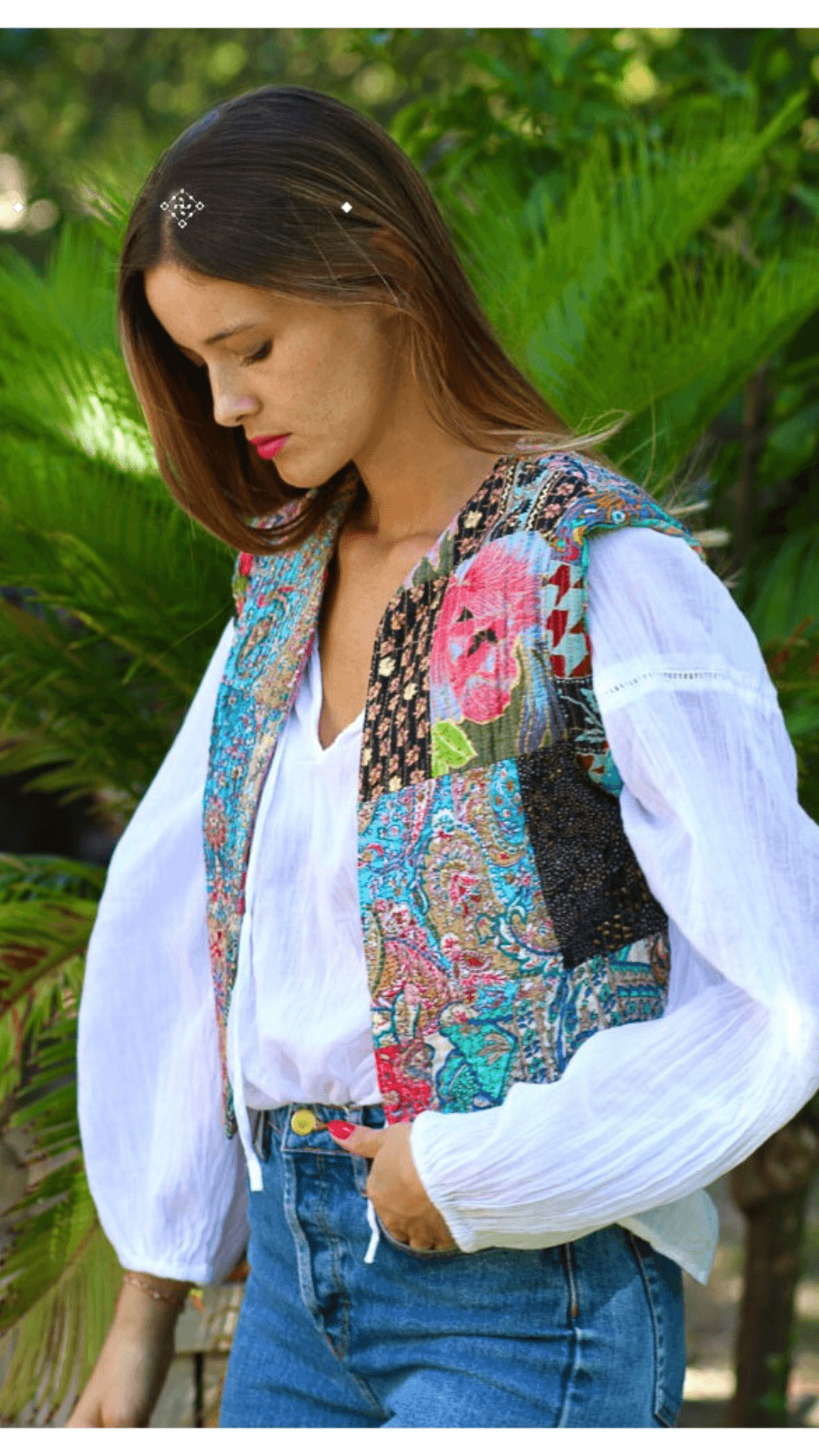quilted patchwork gilet vest