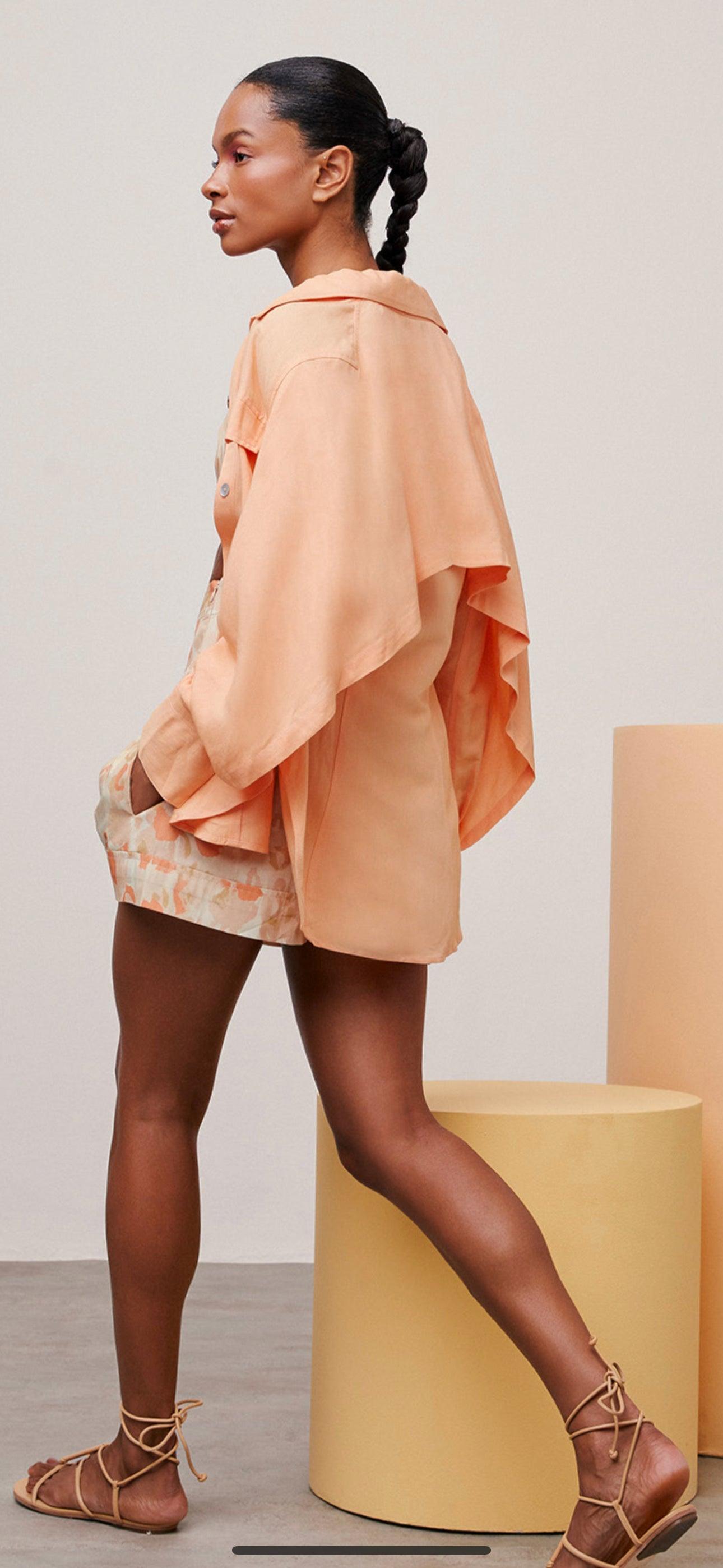 Long Sleeve Viscose Shirt With Linen Stitching - Spring in Summer