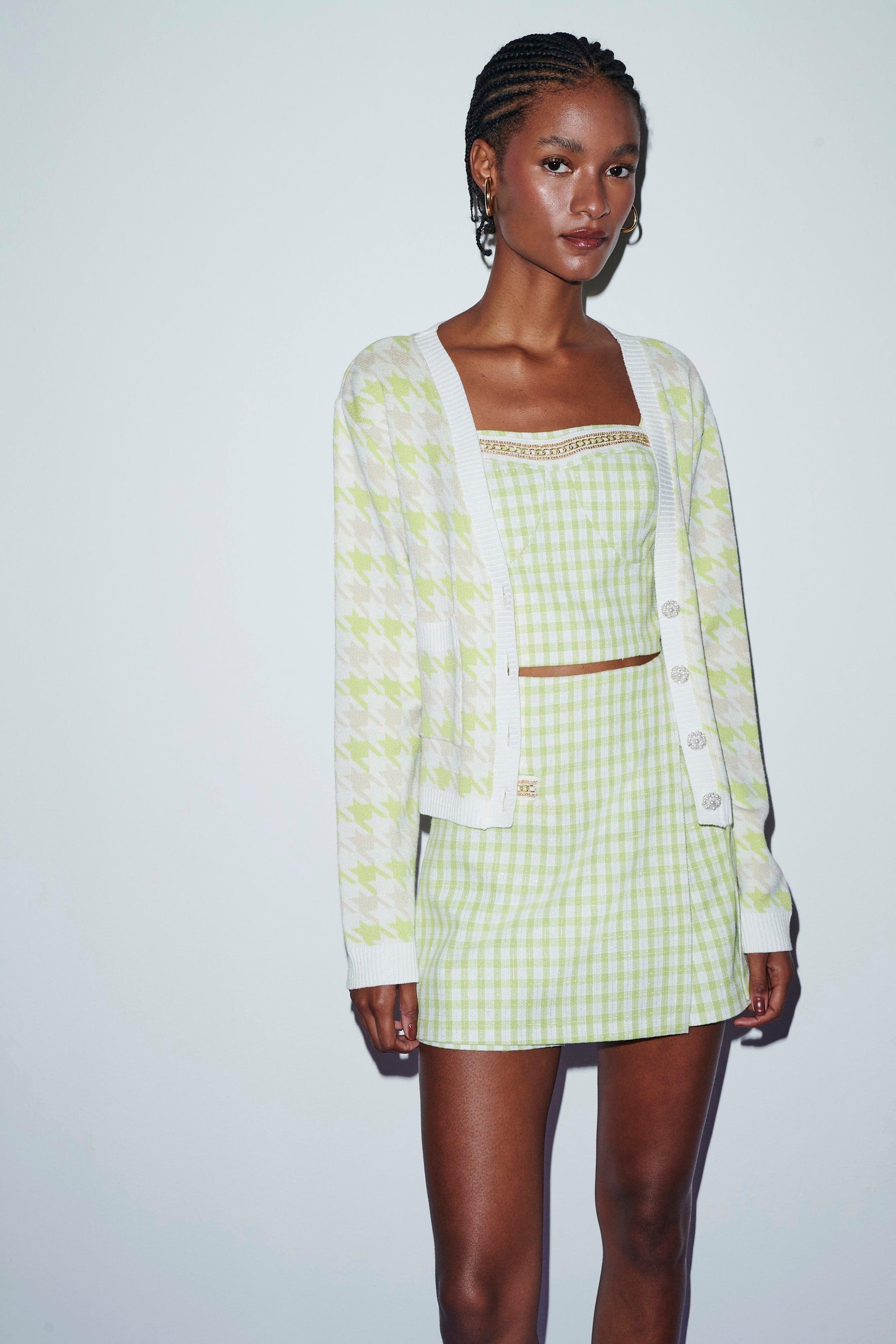 Twin Set Houndstooth Jacquard Set rebecca vallance chanel balmain green