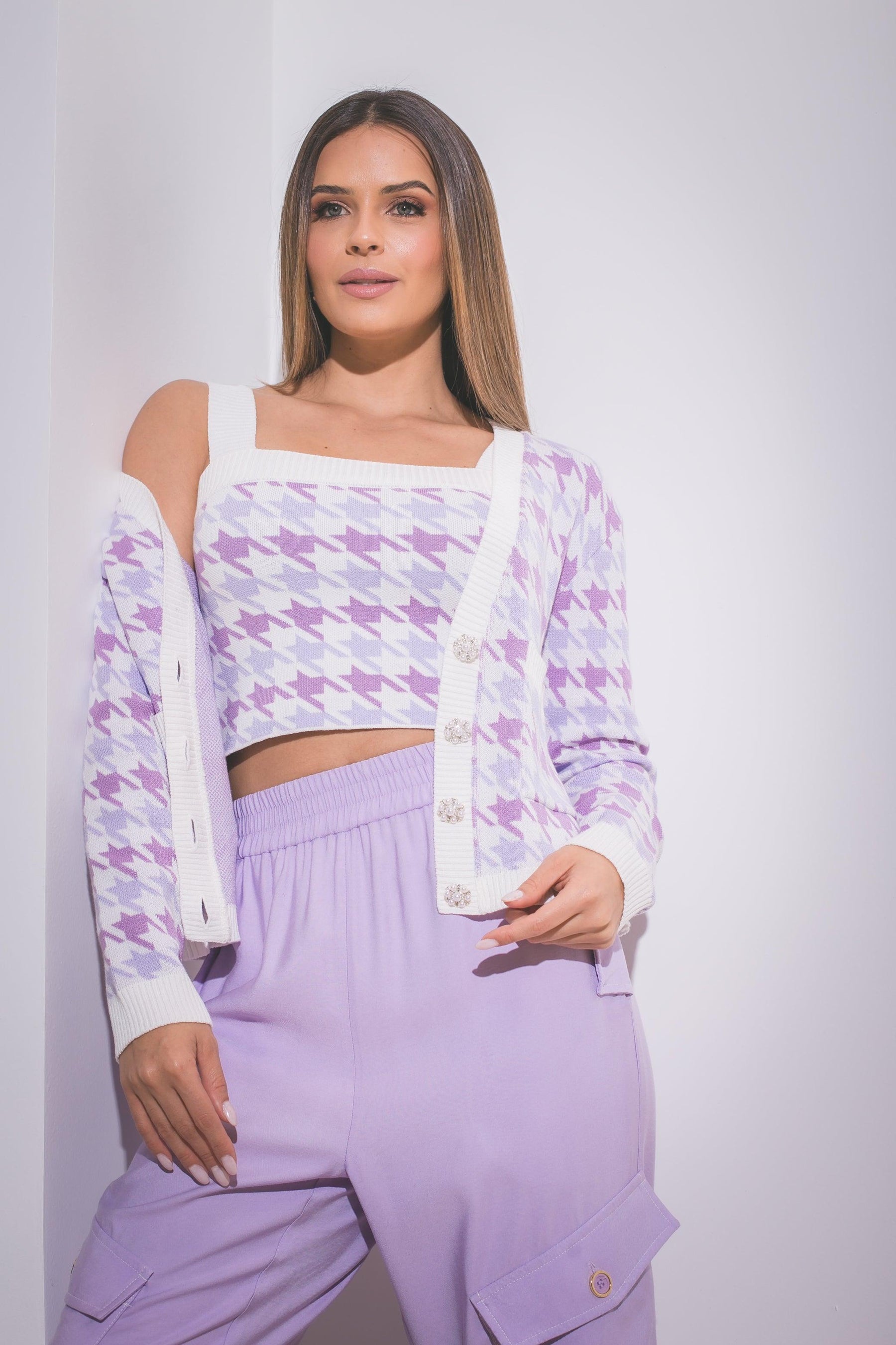 Twin Set Houndstooth Jacquard Set rebecca vallance chanel balmain purple