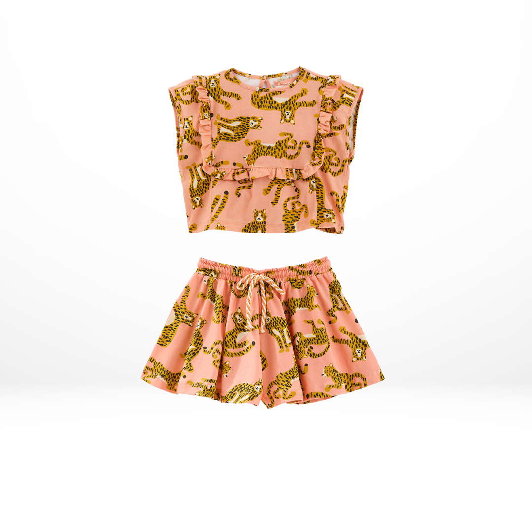 Wild Pink Top & Short Set for Girls - Fabula Farm