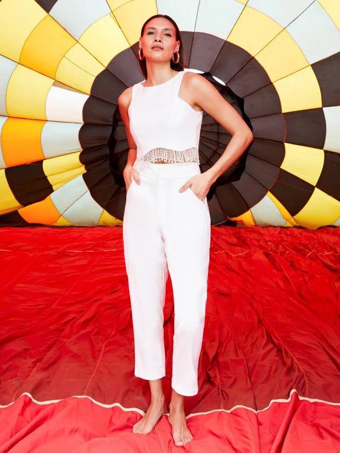 Angelic Set White Top & Pants - Spring in Summer