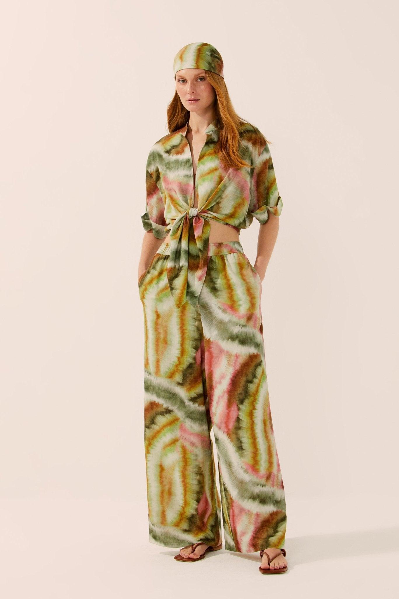 Botanic Tie-Dye Palazzo Pants - Spring in Summer
