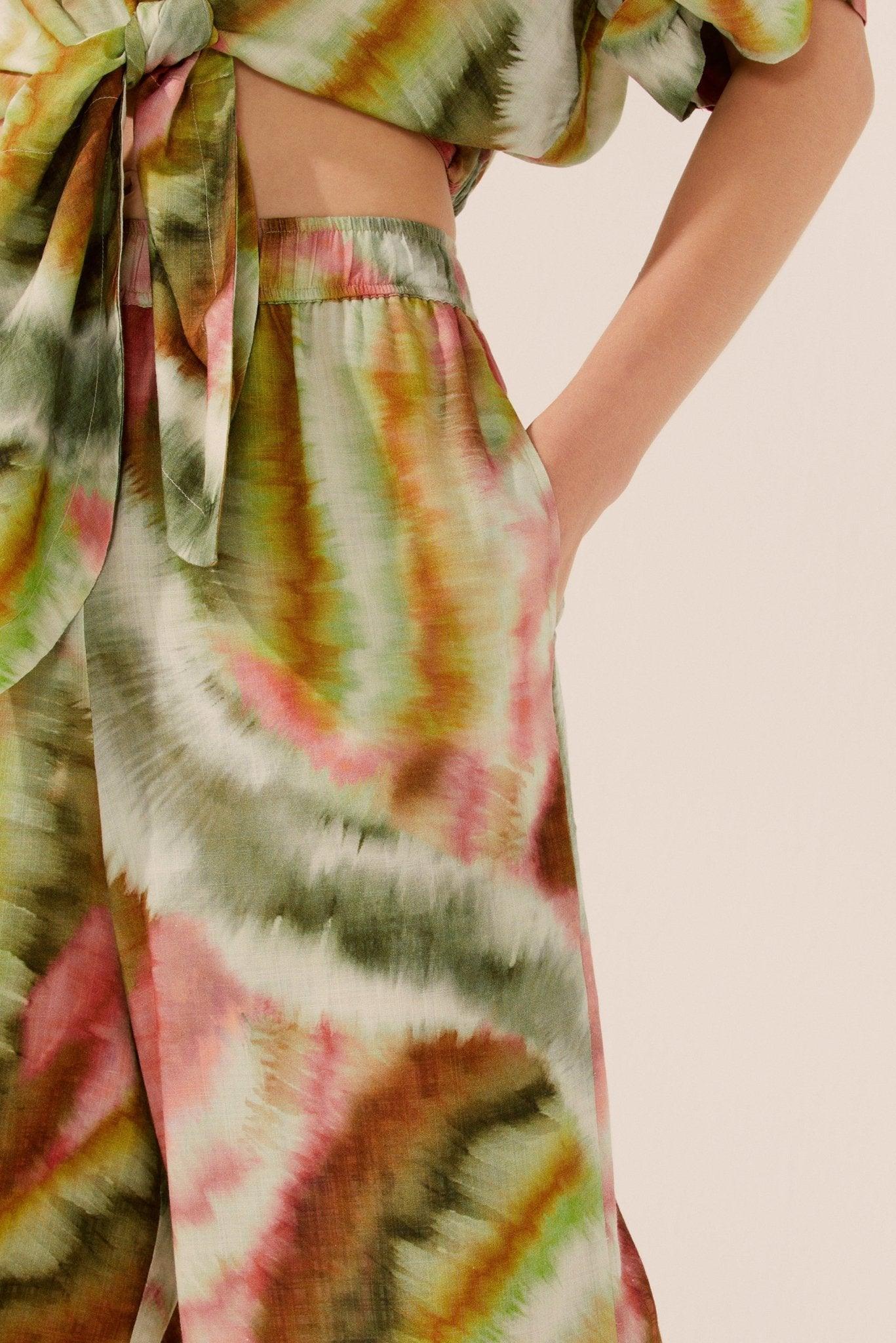 Botanic Tie-Dye Palazzo Pants - Spring in Summer