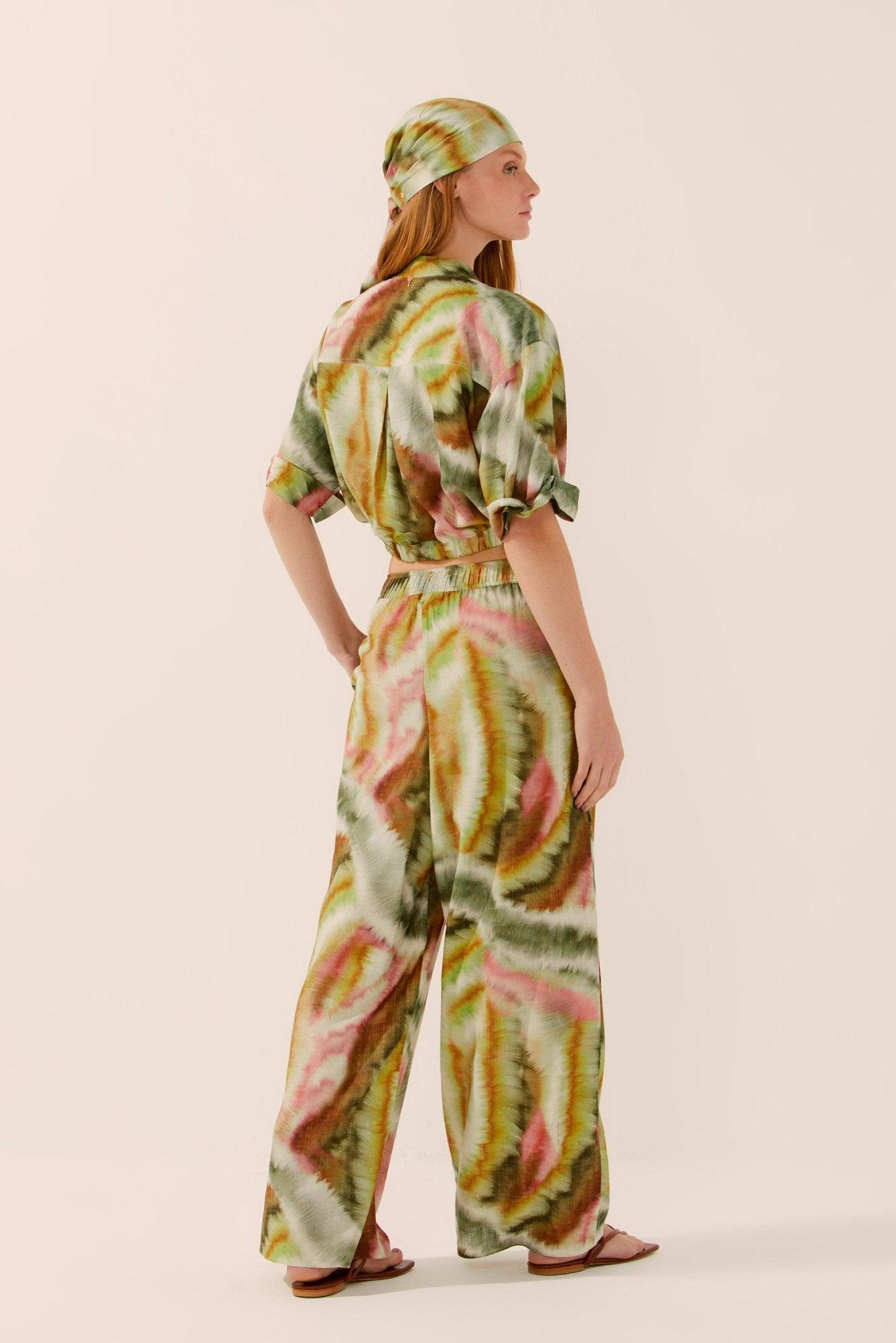 Botanic Tie-Dye Palazzo Pants - Spring in Summer
