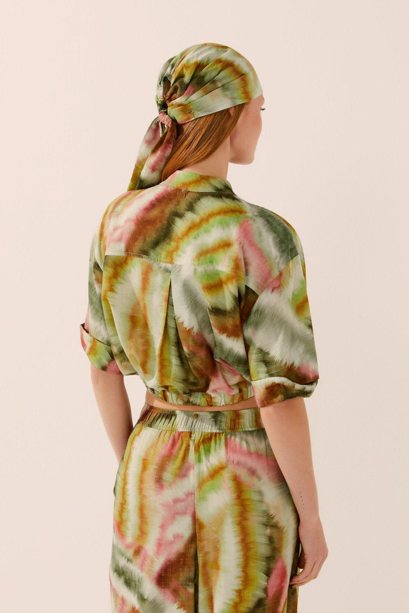 Botanic Tie-Dye Palazzo Top with Tie - Spring in Summer