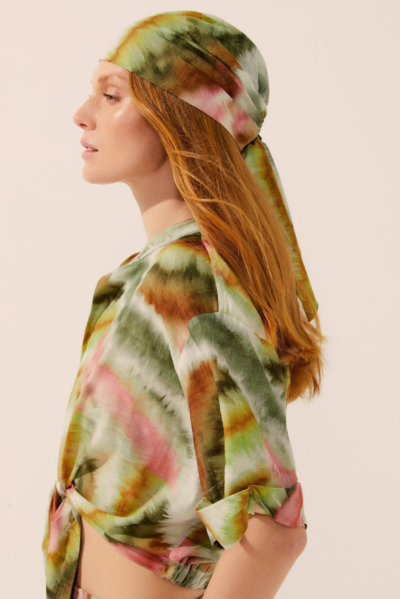 Botanic Tie-Dye Palazzo Top with Tie - Spring in Summer