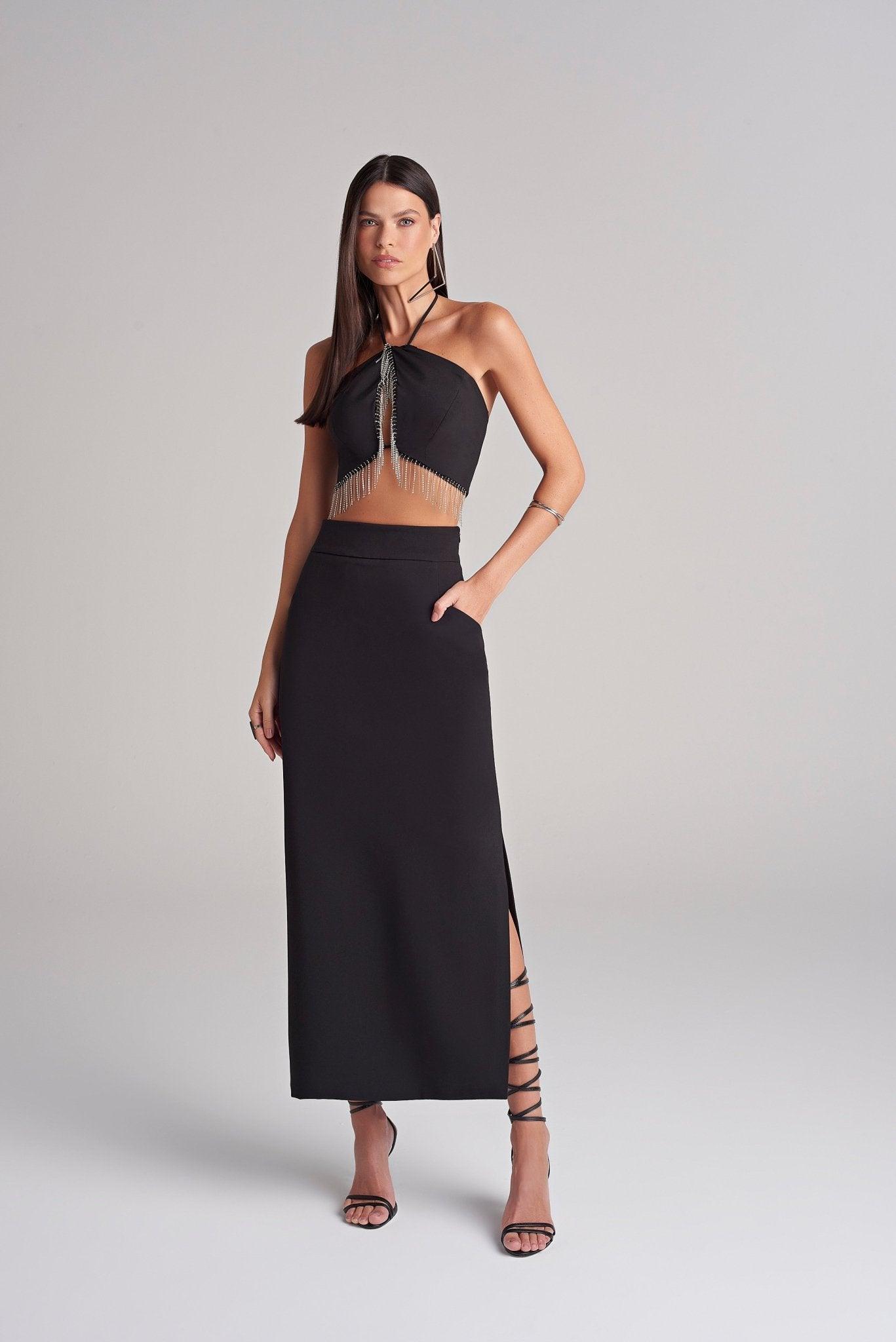 Cibele Black Set Top & Skirt - Spring in Summer