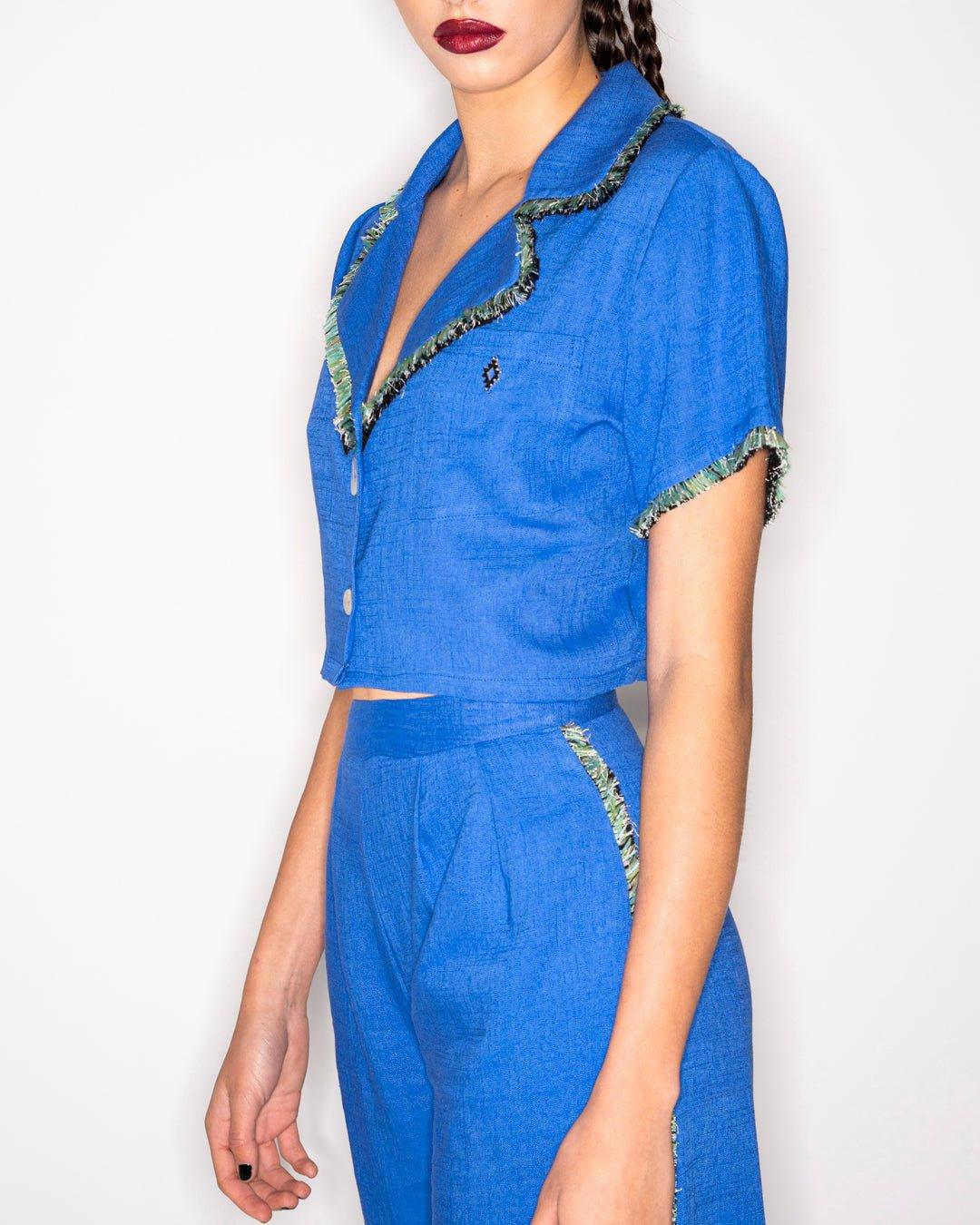 Cobalt Linen Shirt - Spring in Summer