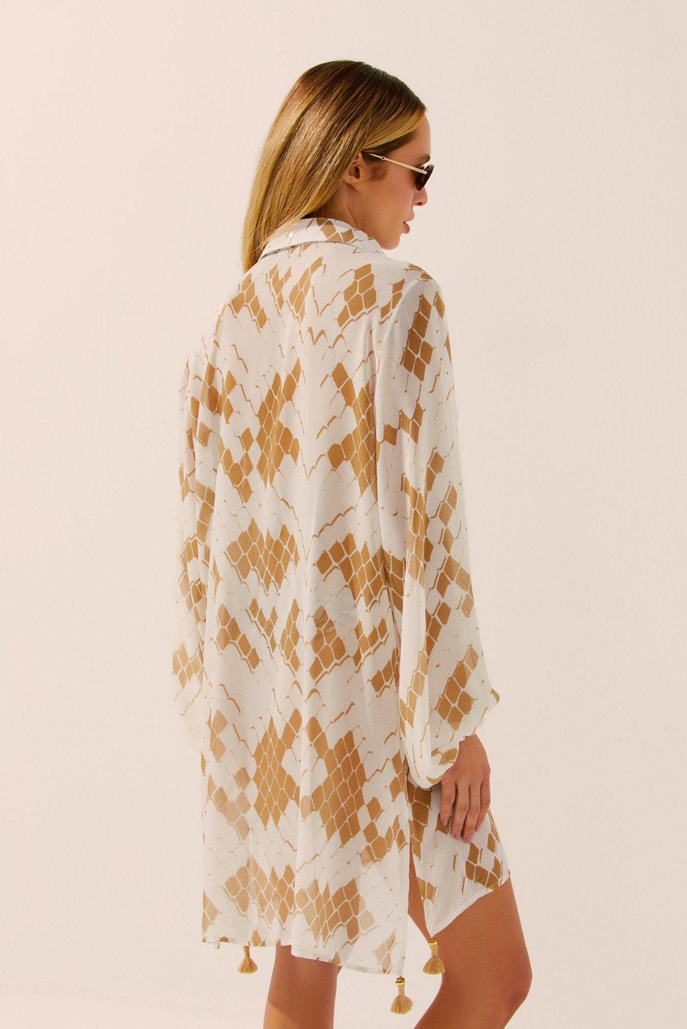 Pixiled Snake Shirt Dress - Spring in Summer