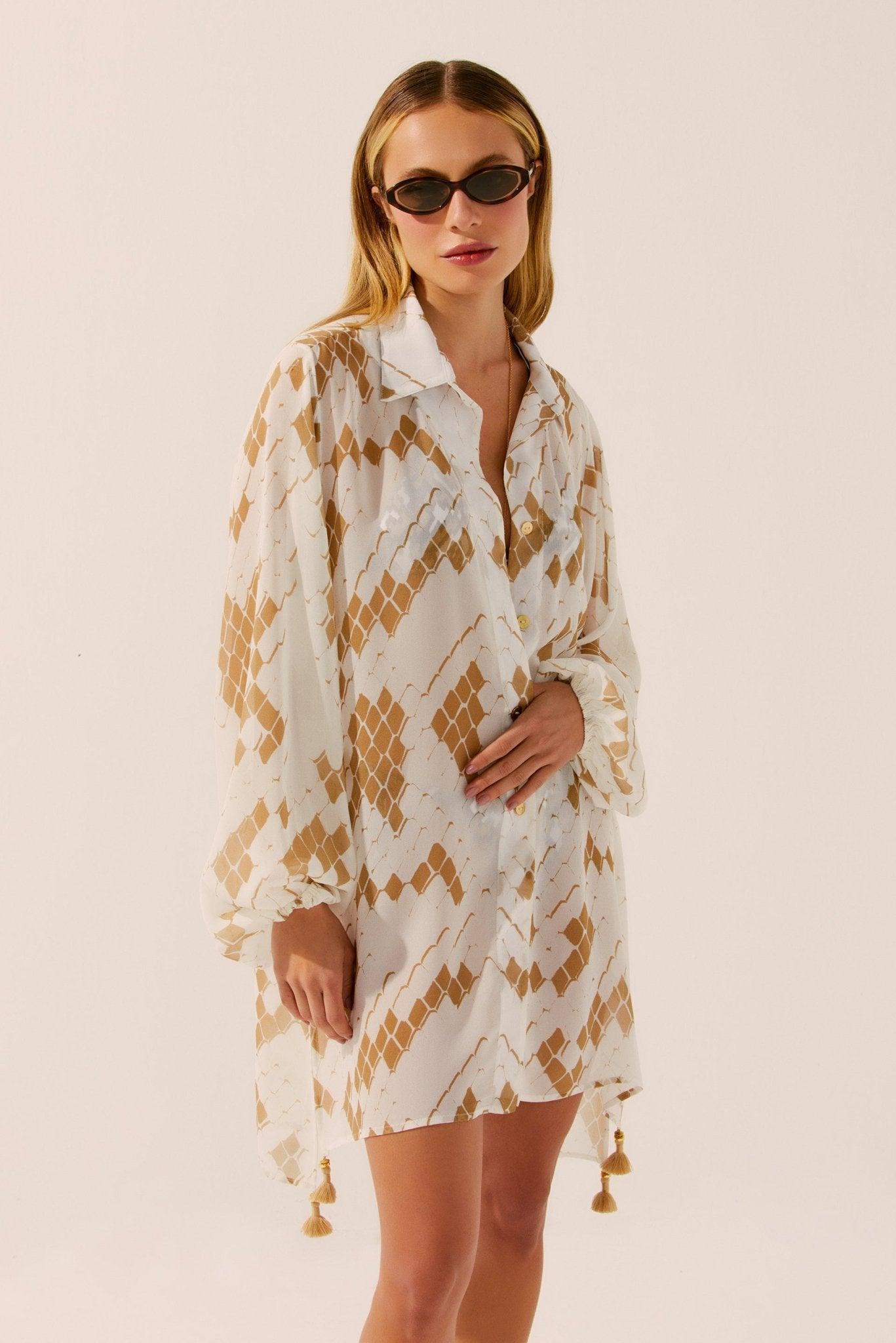 Pixiled Snake Shirt Dress - Spring in Summer
