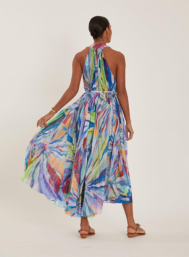 PLEATED V NECK DRESS - Spring in Summer