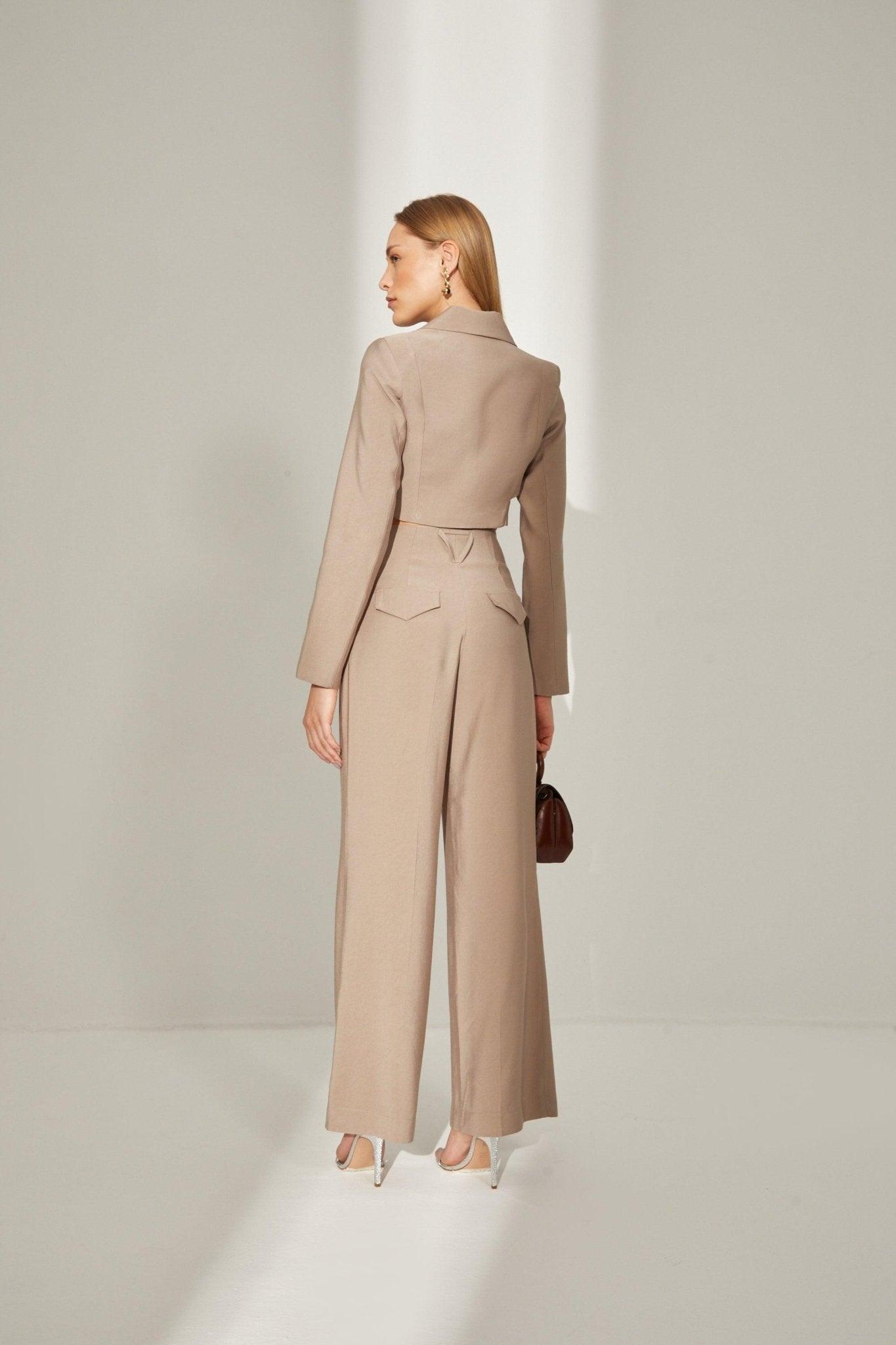 Shitake Cropped Blazer & Pants Set - Spring in Summer
