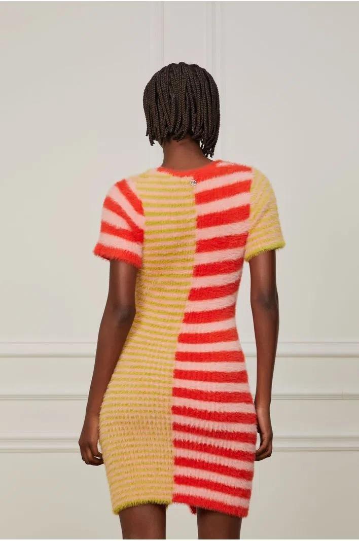 STRIPED KNIT DRESS WITH ZIPPER - Spring in Summer