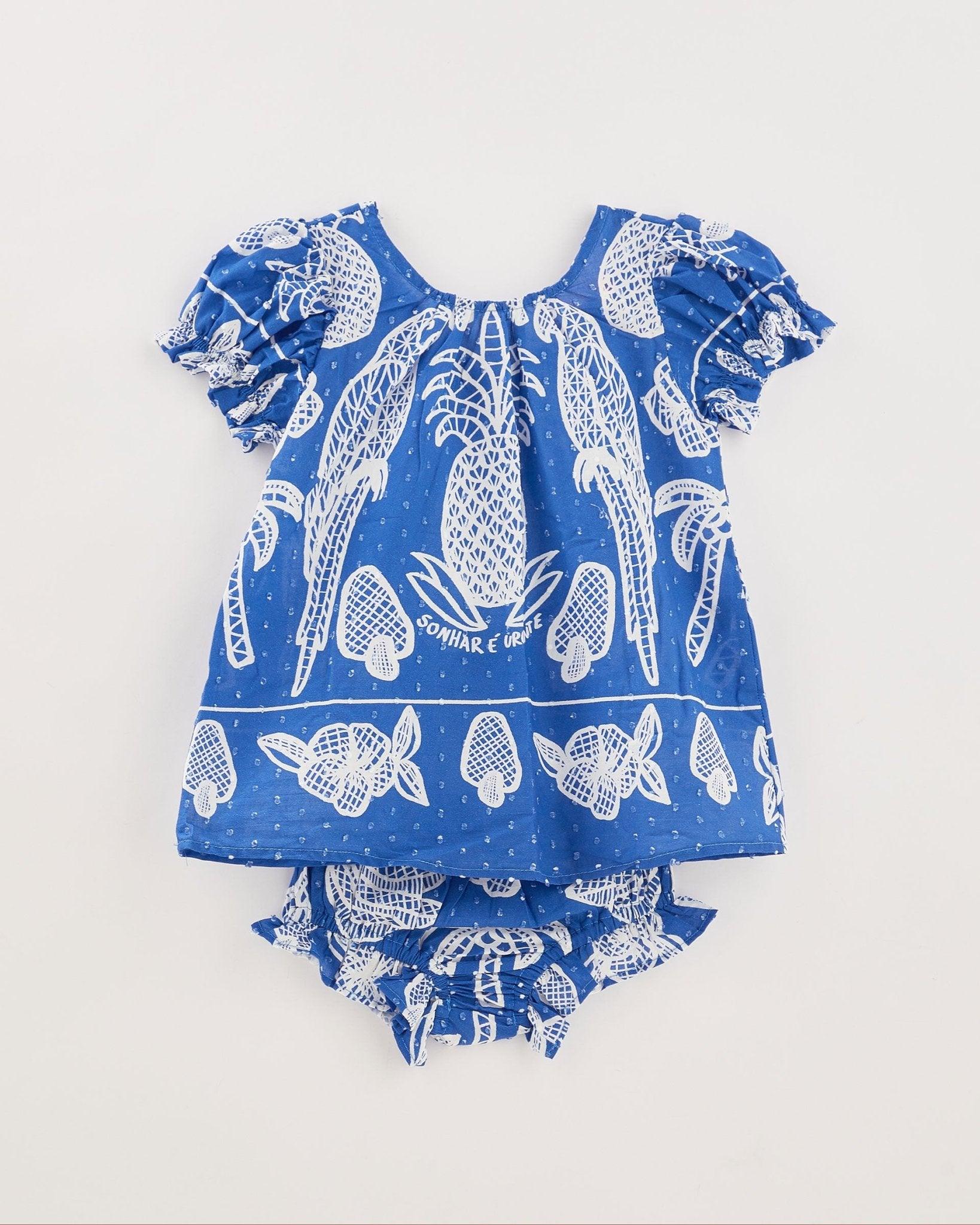 TROPICAL BLUE LACE BABY DRESS - Spring in Summer