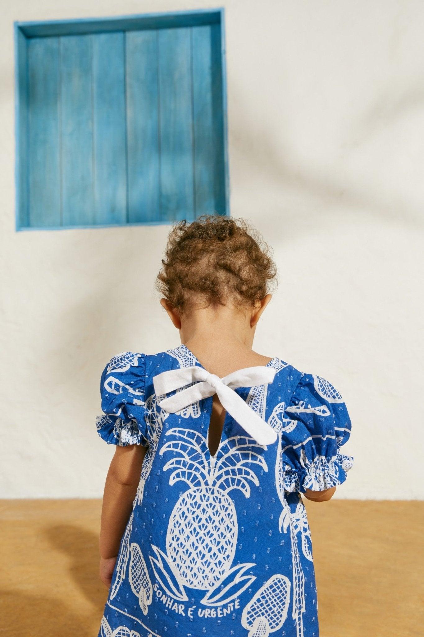 TROPICAL BLUE LACE BABY DRESS - Spring in Summer