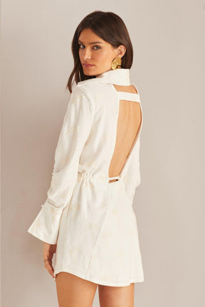 Long Sleeve Embroidered Shirt Dress - Spring in Summer