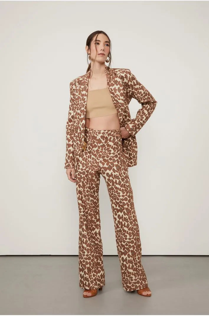 Leopard Tailor Pants with Cutouts - Animale