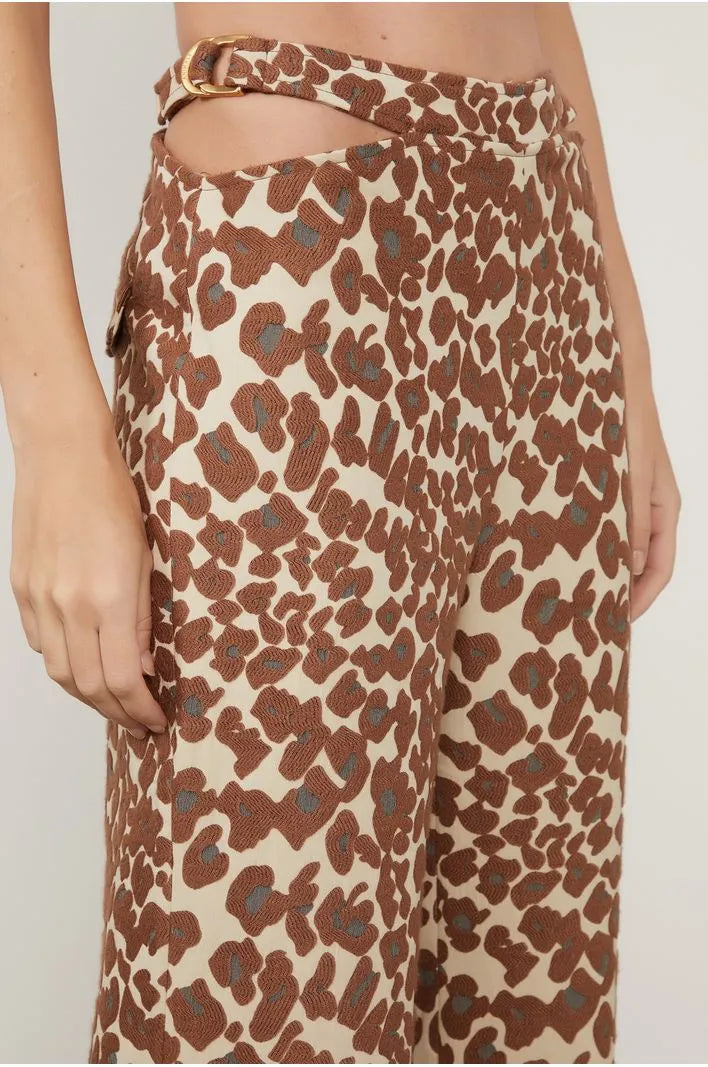 Leopard Tailor Pants with Cutouts - Animale