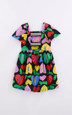 Amor De Flor Black Dress for Girls - Fabula Farm