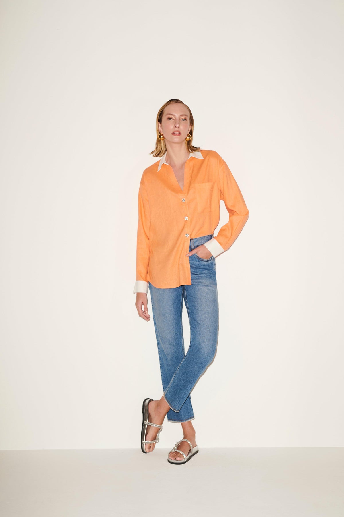 Long Sleeve Orange Shirt - Spring in Summer