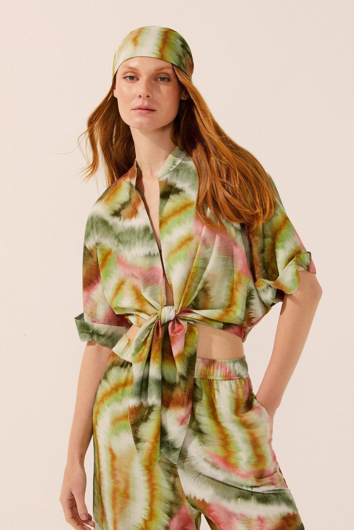 Botanic Tie-Dye Palazzo Top with Tie - Spring in Summer