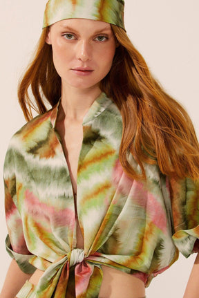 Botanic Tie-Dye Palazzo Top with Tie - Spring in Summer