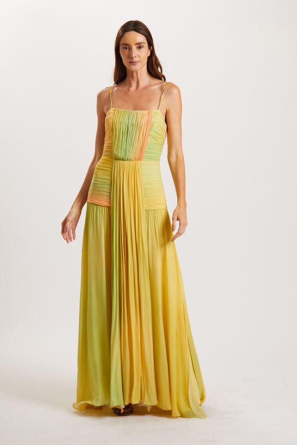 LONG DRAPED DRESS WITH STRAIGHT NECKLINE - Spring in Summer