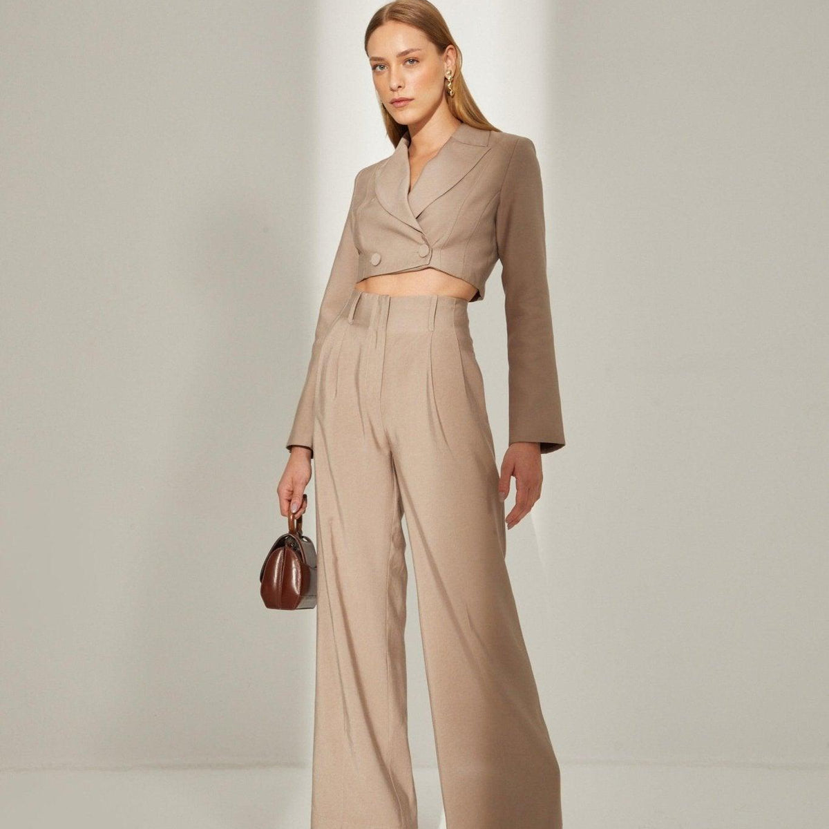 【関税・送料込】Crop blazer & pants set - 19 Shitake Cropped Blazer & Pants Set