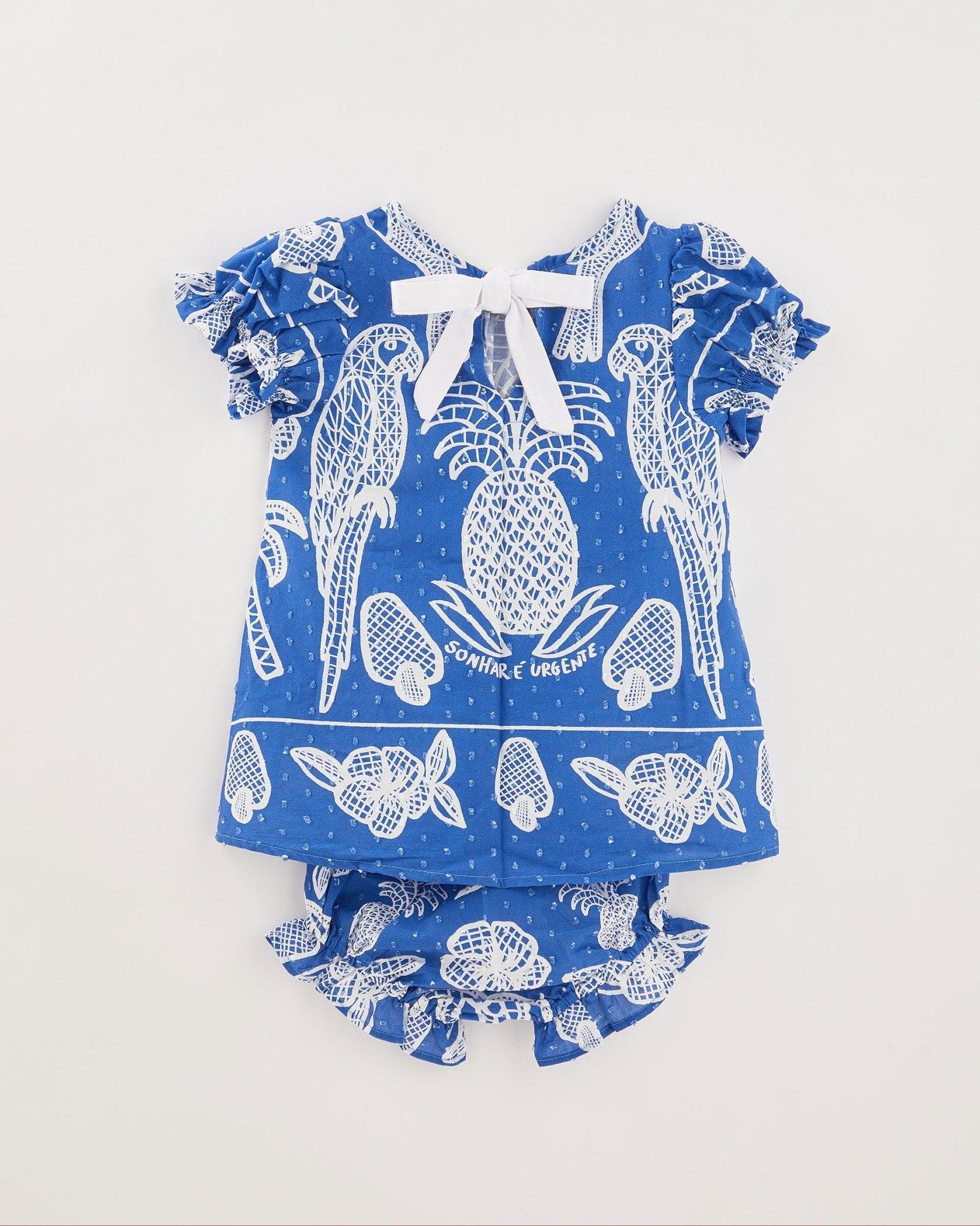 TROPICAL BLUE LACE BABY DRESS - Main Image
